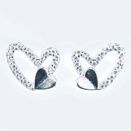 Earring Heart 11mm. Circonia