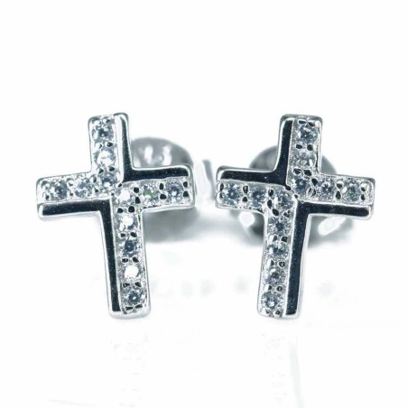 Earring Cross 7x9mm. Circonia