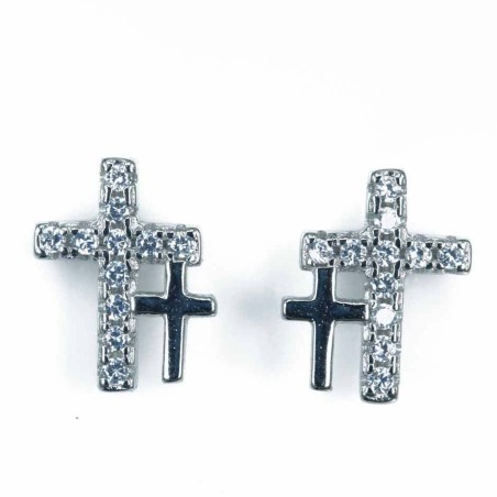 Earring Cross 7x9mm. Circonia