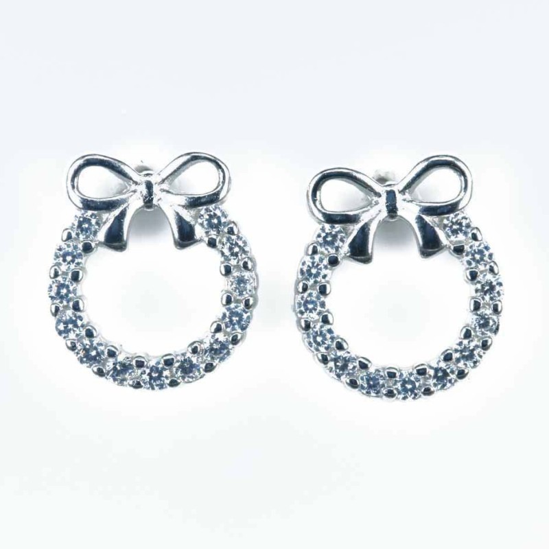 Earring Bow 8mm. Circonia