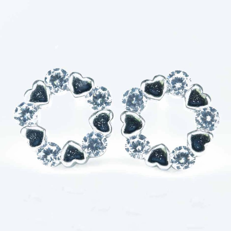 Earring Heart 8mm. Circonia