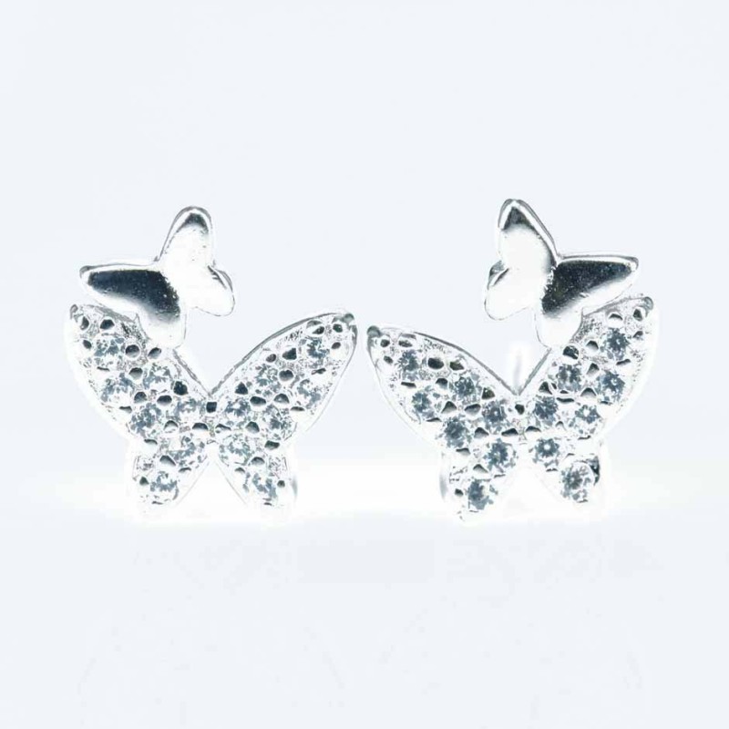 Earring Butterfly 8x10mm. Circonia