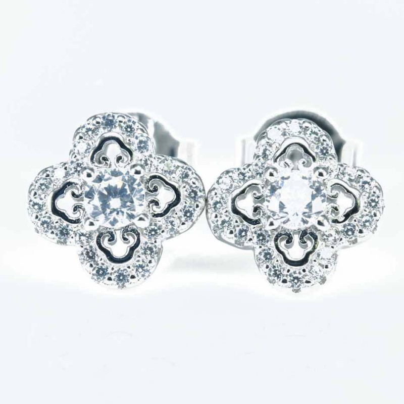 Earring Flower 7mm. Circonia