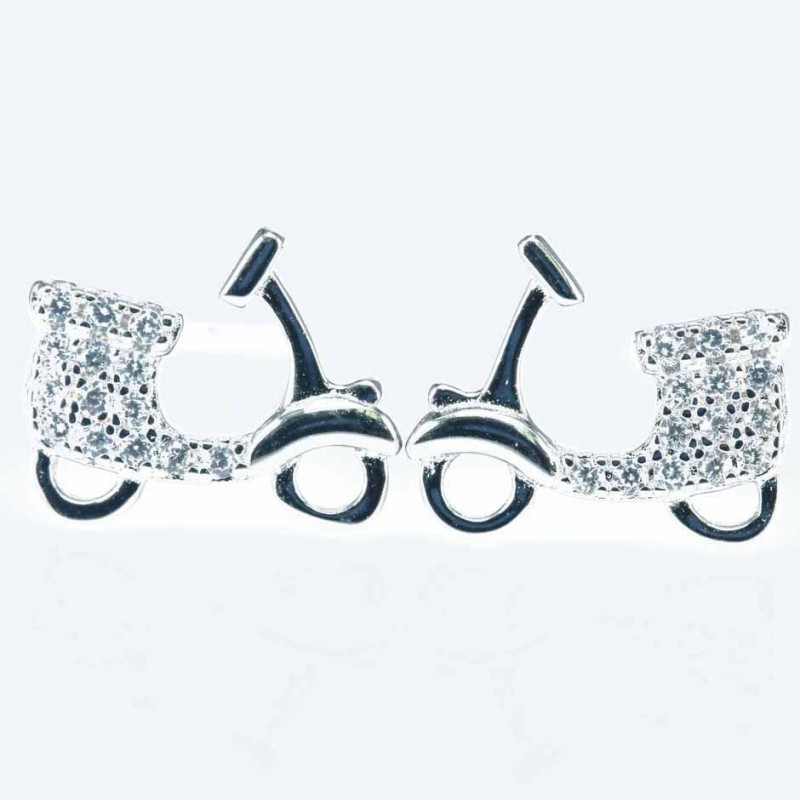 Earring Motorbike 8x10mm. Circonia