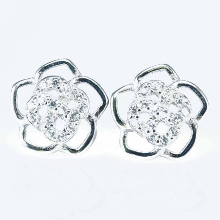 Earring Flower 9mm. Circonia