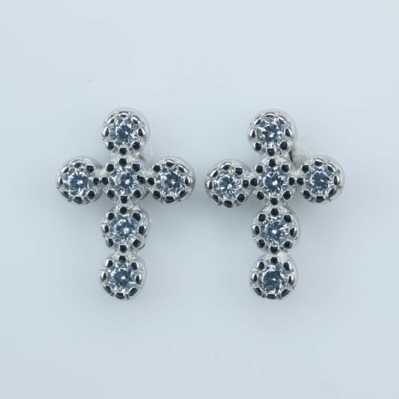 Earring Cross 6x8mm. Circonia