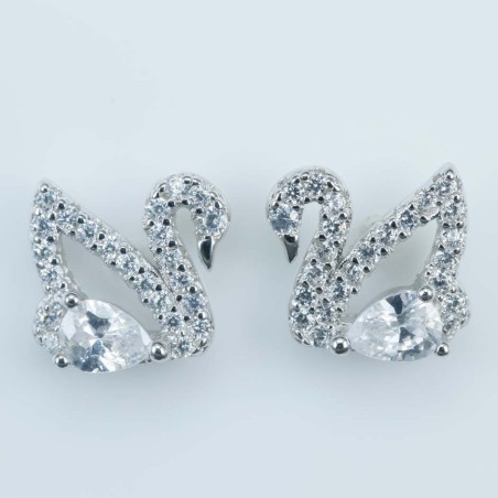 Earring Swan 10mm. Circonia