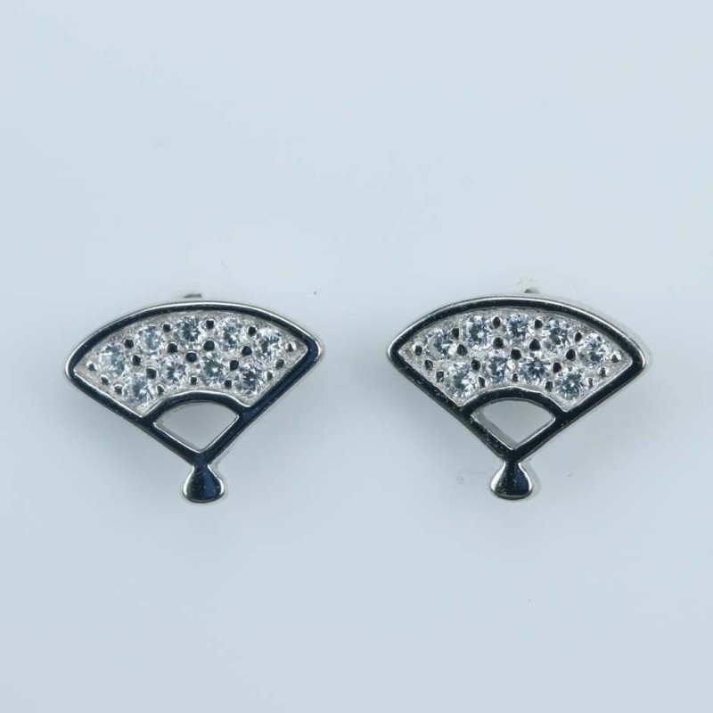 Earring Hand Fan 6x8mm. Circonia