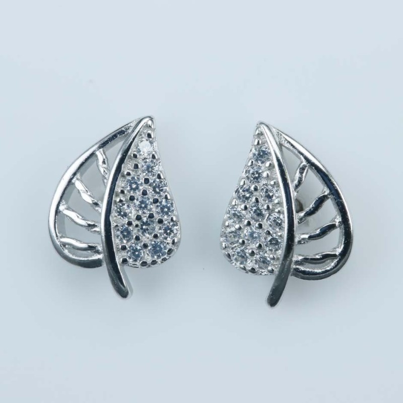 Earring Leaf 6x8mm. Circonia