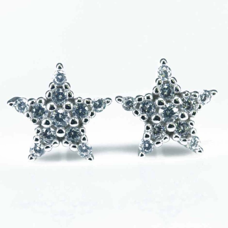 Earring Star 8mm. Circonia