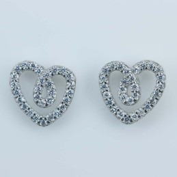 Earring Heart 8mm. Circonia