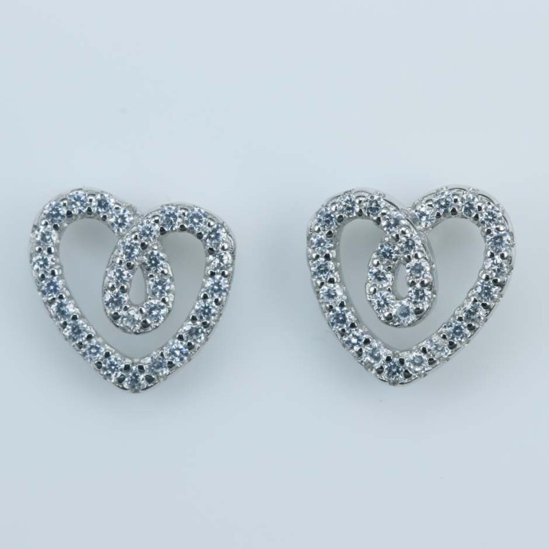 Earring Heart 8mm. Circonia