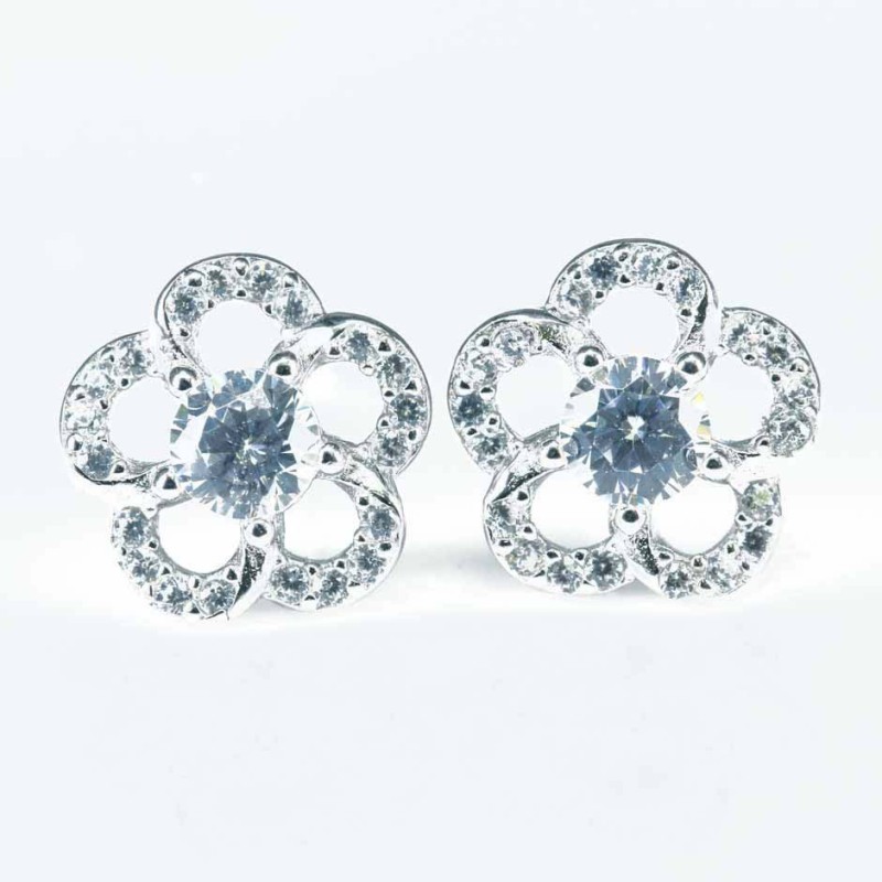 Earring Flower 8mm. Circonia