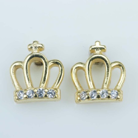 Earring Crown 6x7mm. Circonia Gold