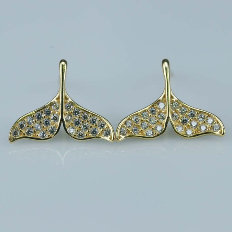 Earring Whale 10x12mm. Circonia Gold