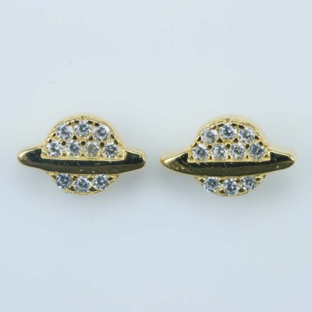 Earring Moon 5x8mm. Circonia Gold