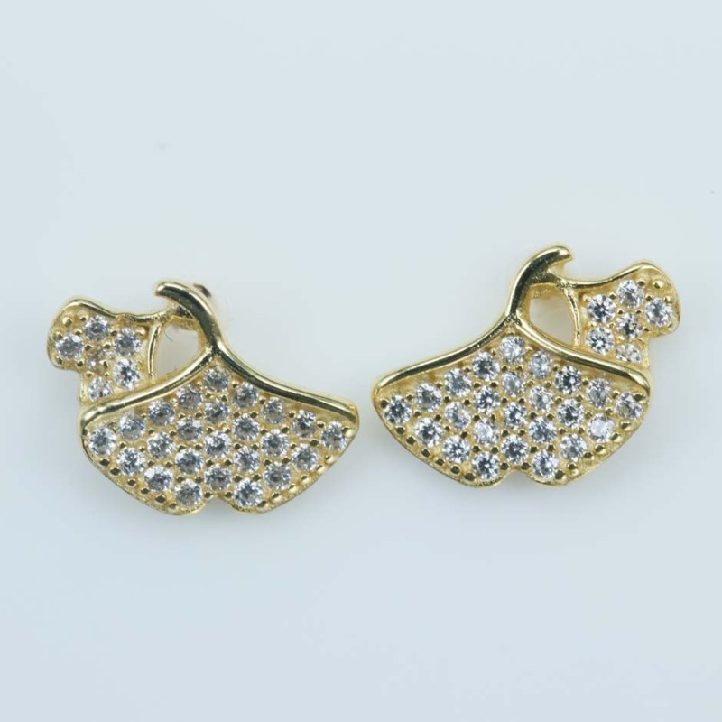 Earring tree 6x10mm. Circonia   Gold