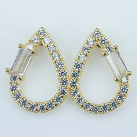 Earring Drop 9x13mm. Circonia Gold