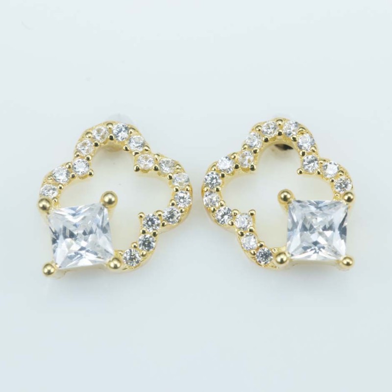 Earring Flower 6x9mm. Circonia Gold Earring Flower 6x9mm. Circonia Gold