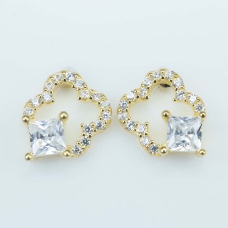 Earring Flower 6x9mm. Circonia Gold
