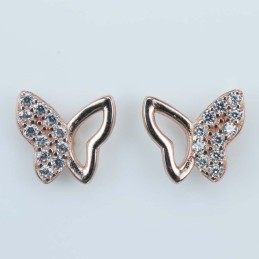 Earring Butterfly 7mm. Circonia Pink Gold