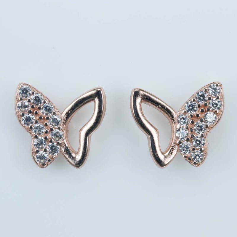 Earring Butterfly 7mm. Circonia Pink Gold