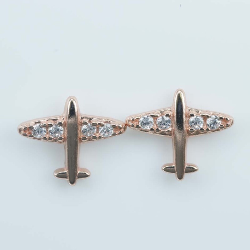 Earring Airplane 9x11mm. Circonia Pink Gold Earring Airplane 9x11mm. Circonia Pink Gold