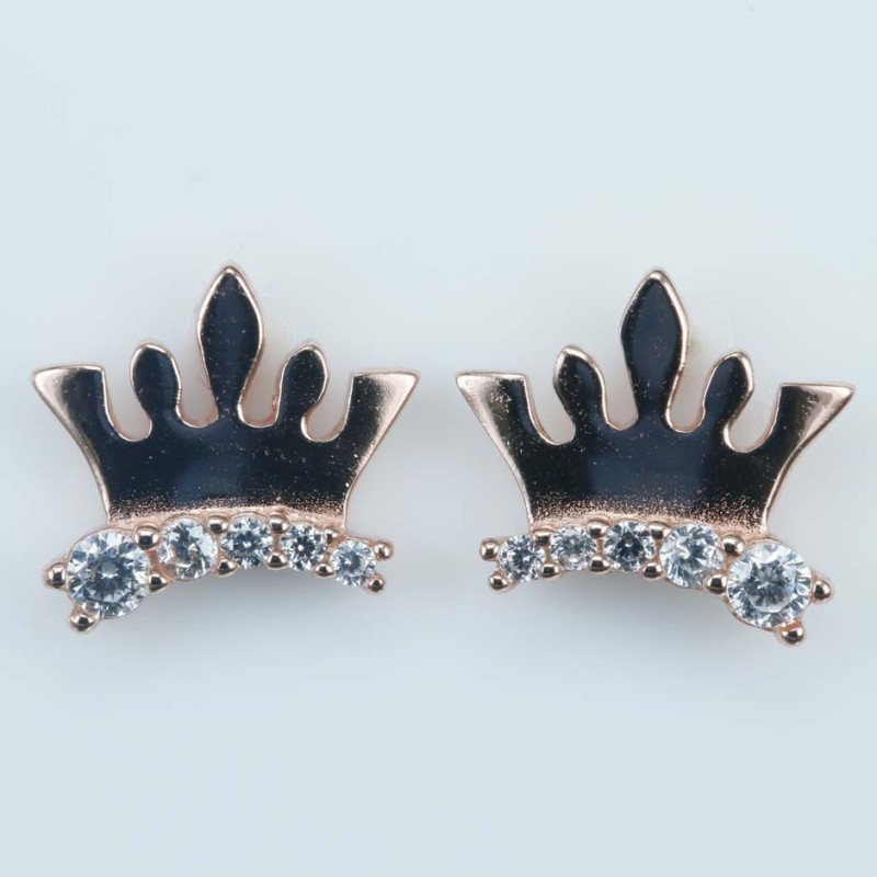 Earring Crown 8x10mm. Circonia Pink Gold