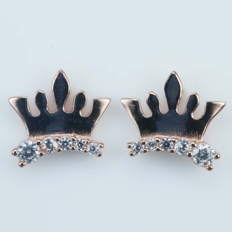 Earring Crown 8x10mm. Circonia Pink Gold