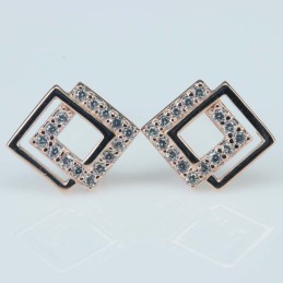 Earring Square 7x9mm. Circonia Pink Gold