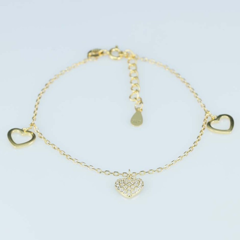 Bracelet Heart 9mm. Circonia Gold