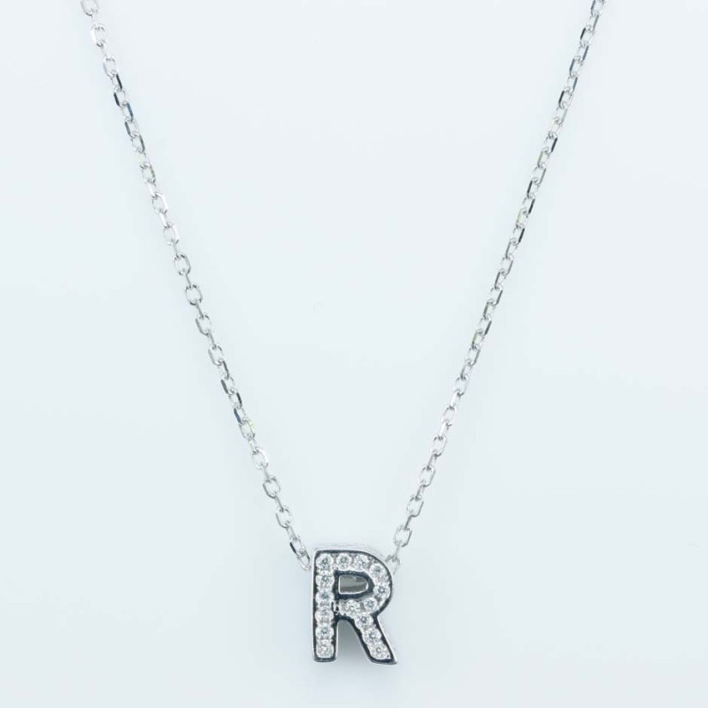 Necklace R" 6x8mm. Circonia