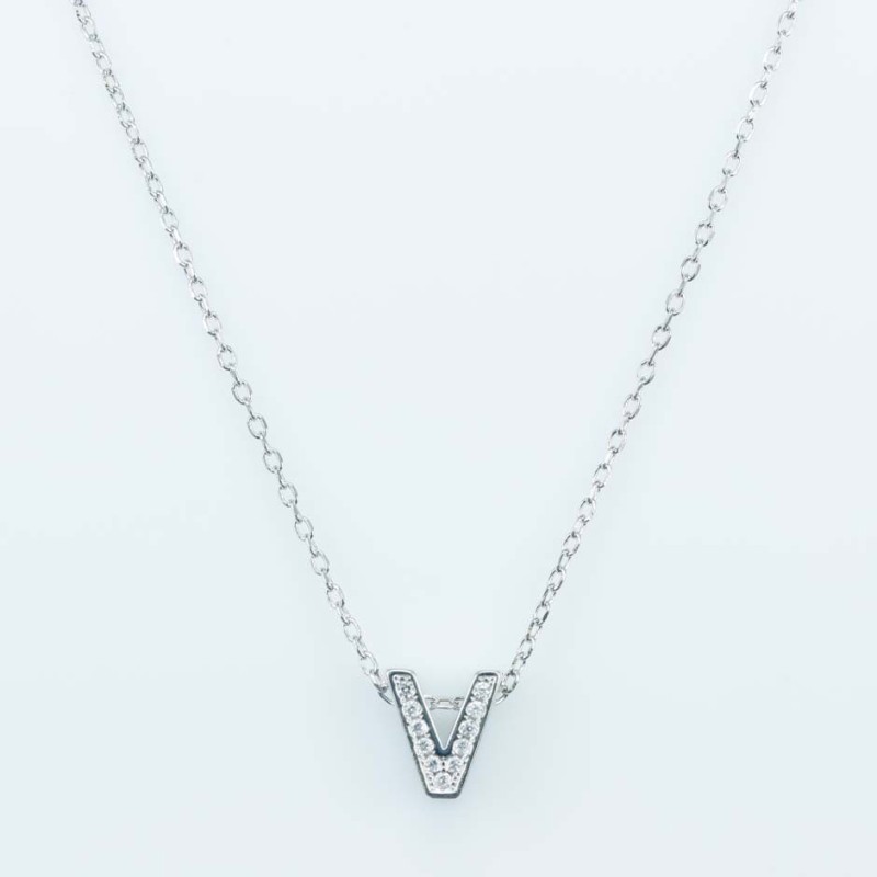 Necklace V" 6x8mm. Circonia