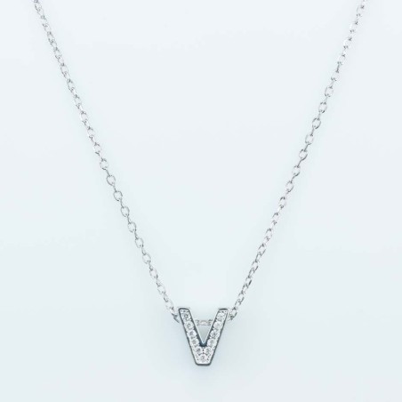 Necklace V" 6x8mm. Circonia