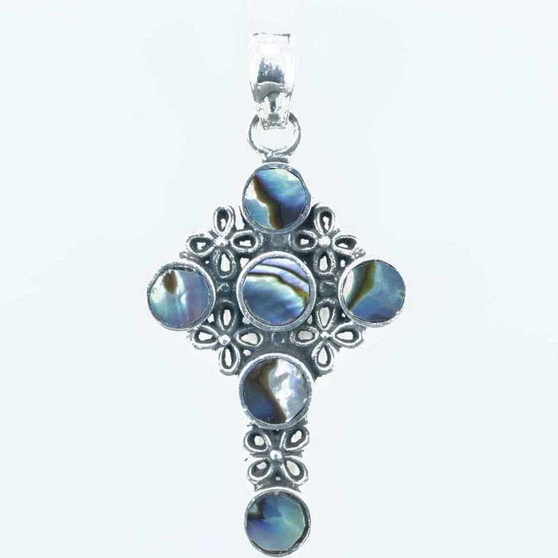 Pendant Cross 21x44mm. Abalon Shell