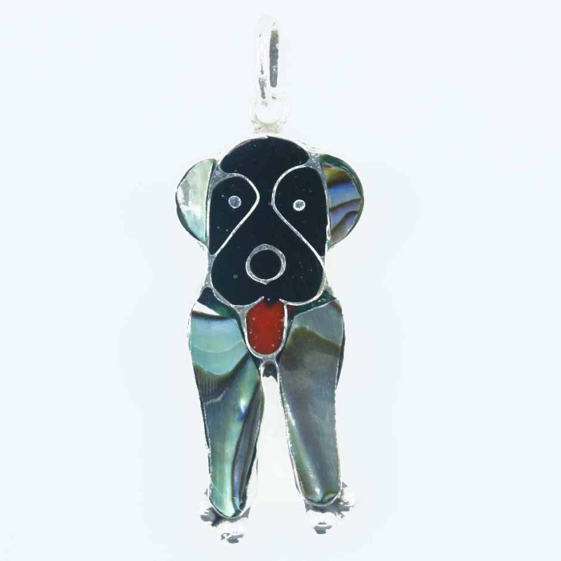 Pendant Dog 10x25mm. Abalon Shell