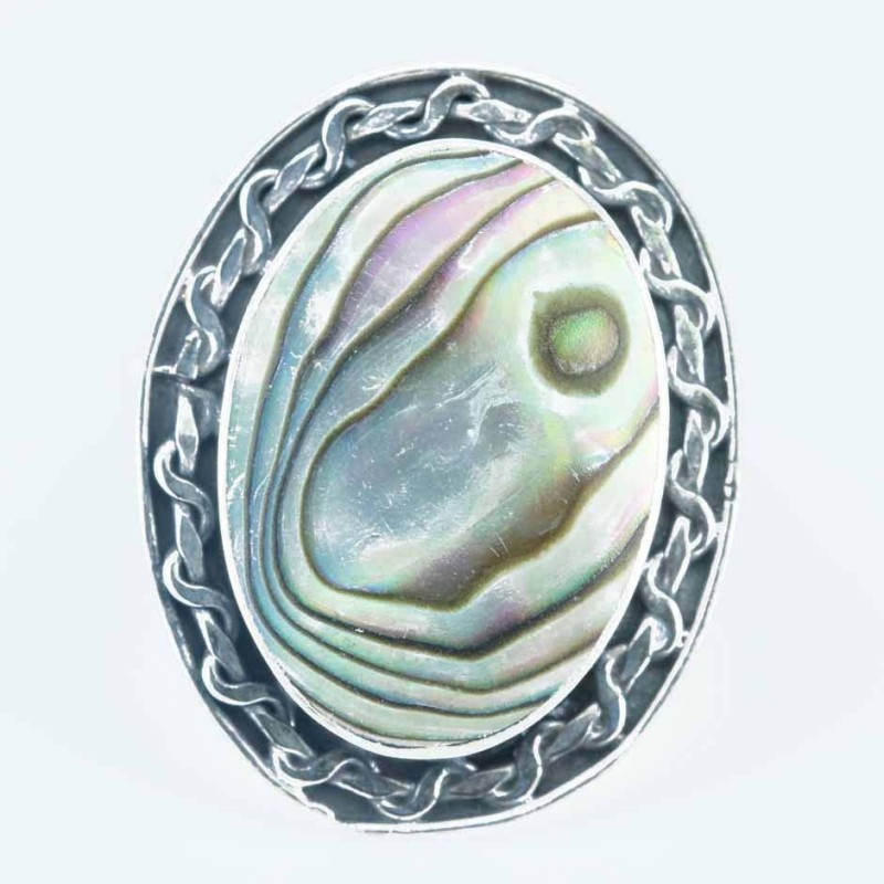 Ring  Oval 18x23mm. Abalon Shell