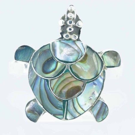 Ring Turtle 18x20mm. Abalon Shell