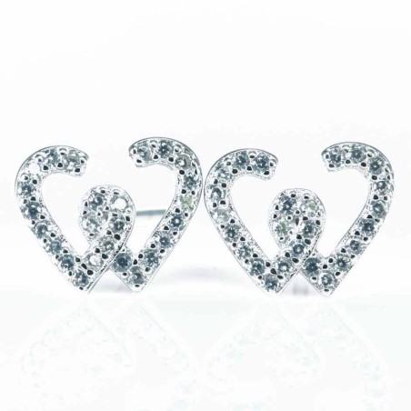 Earring Duble Heart 8x10mm. Circonia