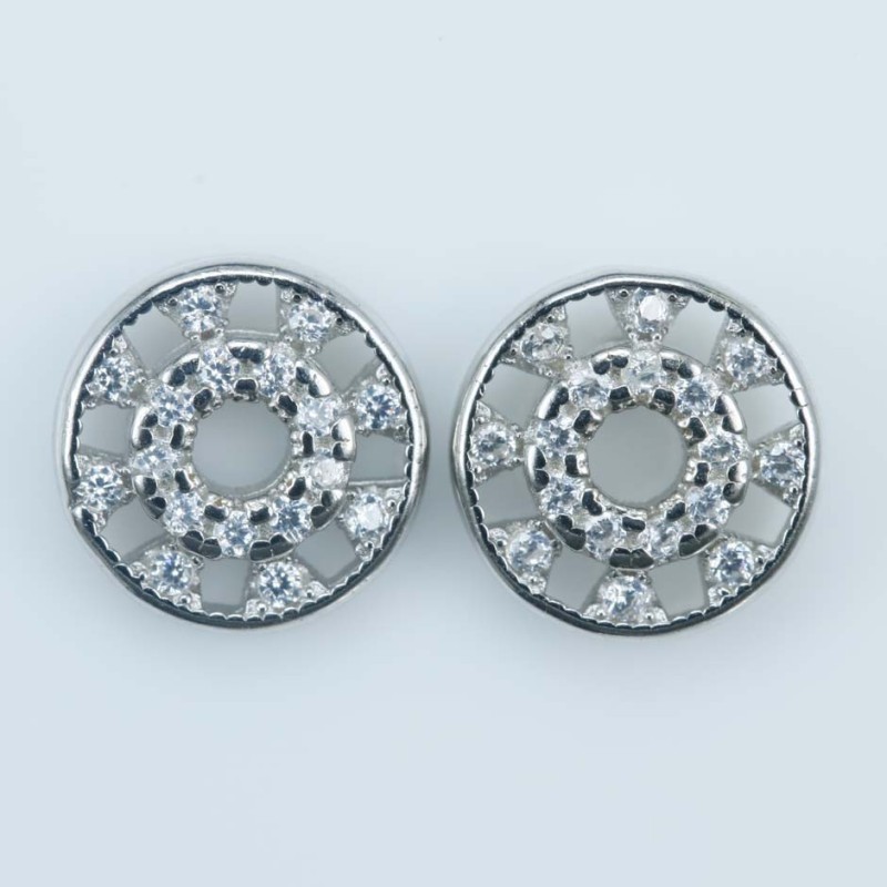 Earring Round 9mm. Circonia