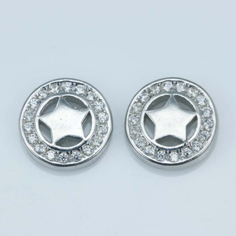 Earring Round 9mm. Circonia