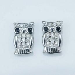 Earring Owl 6x9mm. Circonia