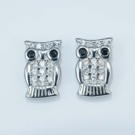 Earring Owl 6x9mm. Circonia