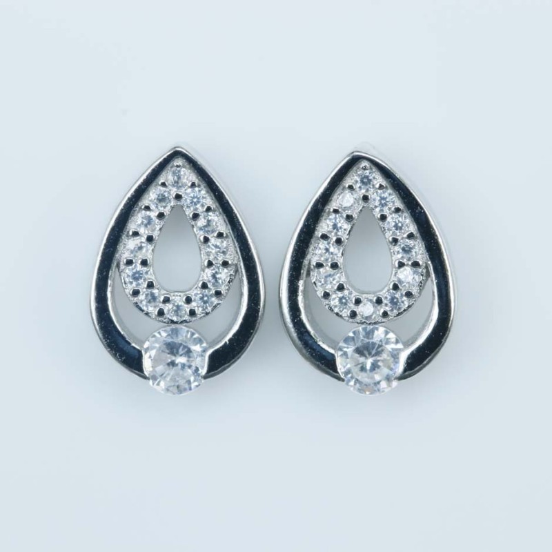 Earring Drop 7x11mm. Circonia