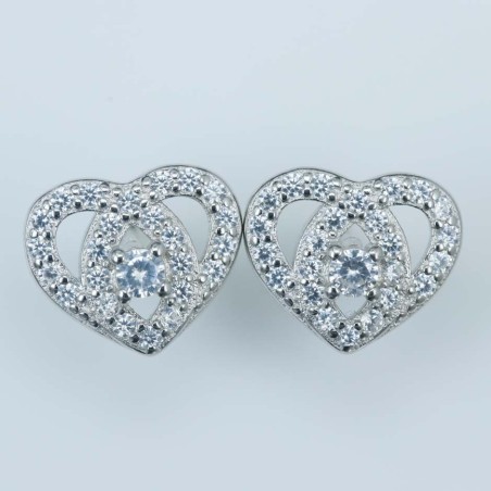 Earring Heart 9x11mm. Circonia