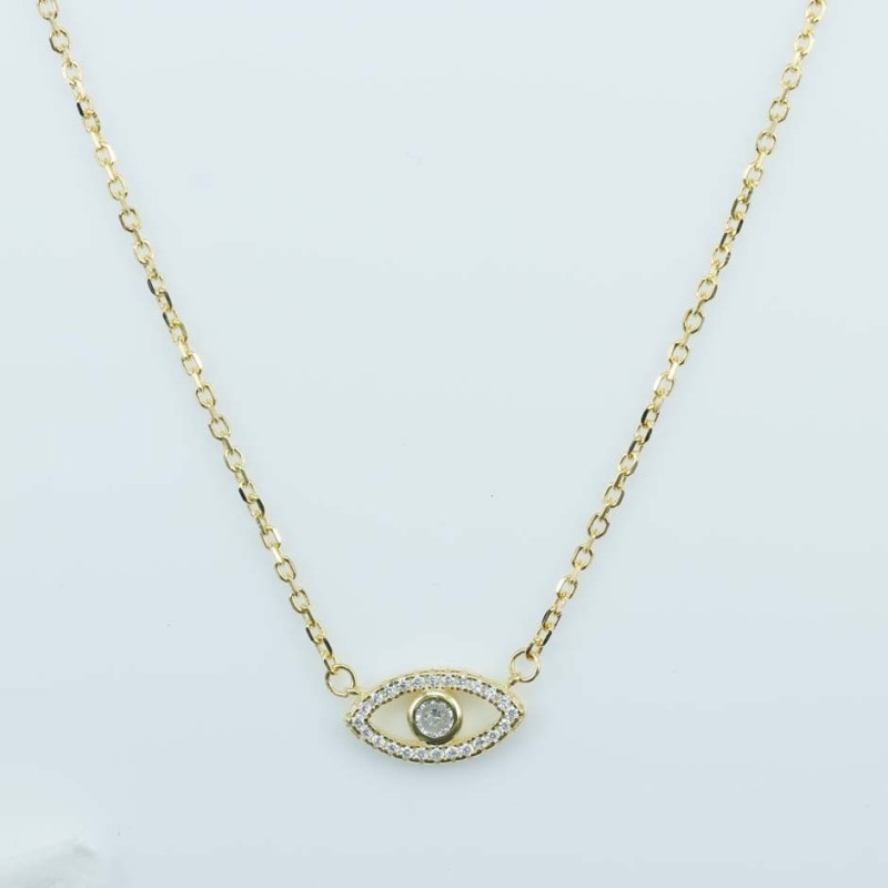 Necklace Eye 7x13mm. Circonia  Gold