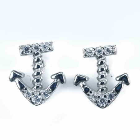 Earring Anchor 7x8mm. Circonia