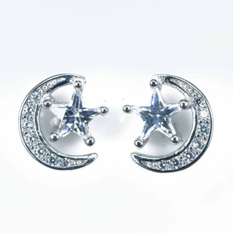 Earring Moon 8mm. Circonia