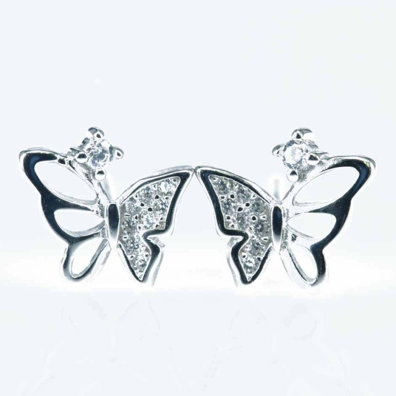 Earring Butterfly 8mm. Circonia