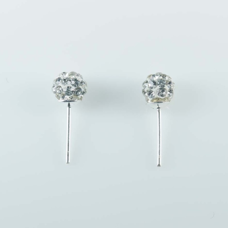 Earring ball 6mm. crystal white color